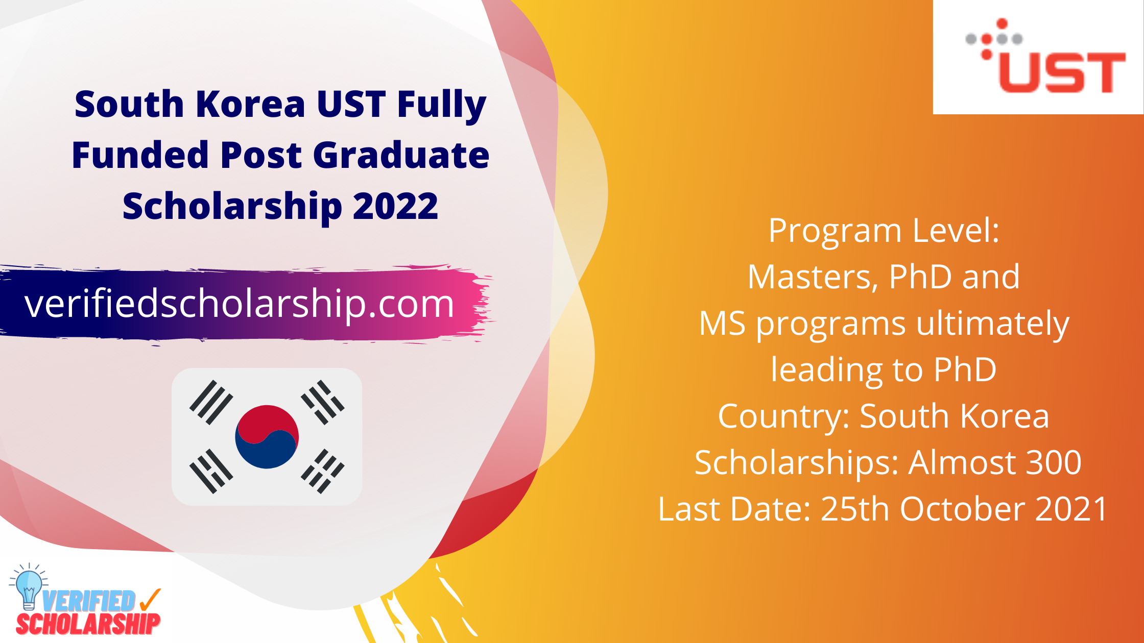 South Korea UST Fully Funded Post Graduate Scholarship 2022 - Verified