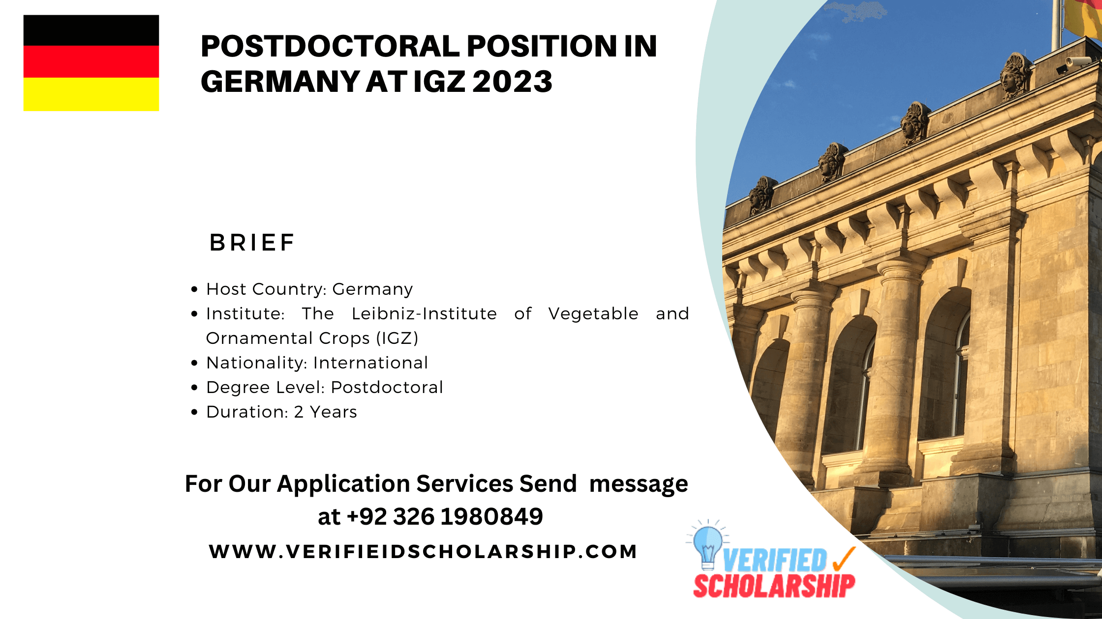 Postdoctoral Position in Germany at IGZ 2023 - Verified Scholarship